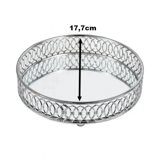 Bandeja 17,7x4,9cm Espelhada Prata